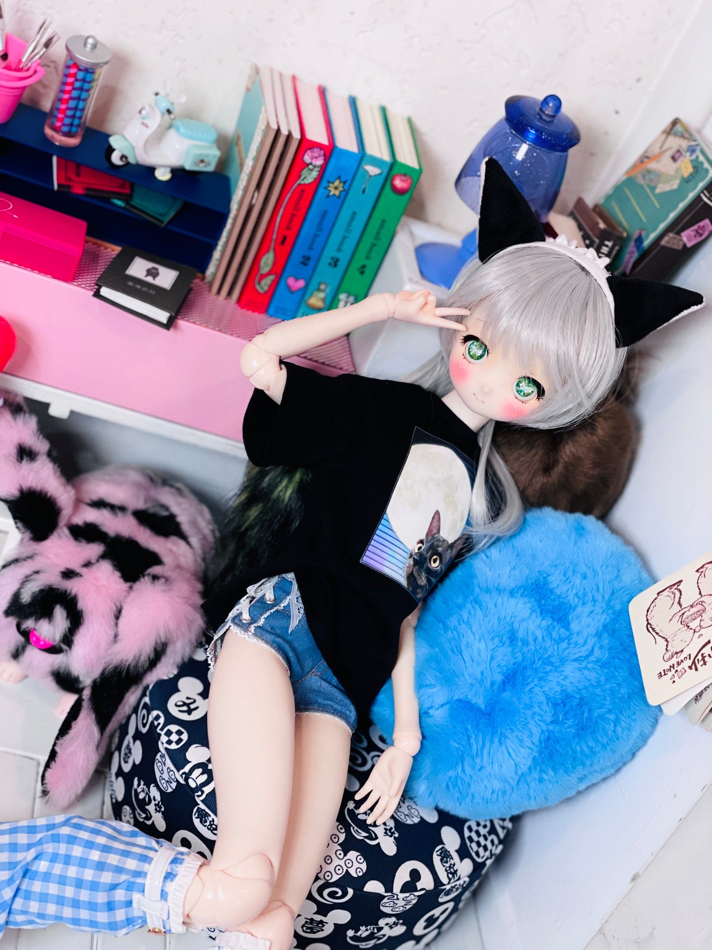 【Dear My Lady】半樹脂閃眼 薄荷茶 白蝴蝶結 / 16mm BJD 1/3 1/4 iMdaDoll AngelPhilia - 紀物書館+JiWu Bookstore