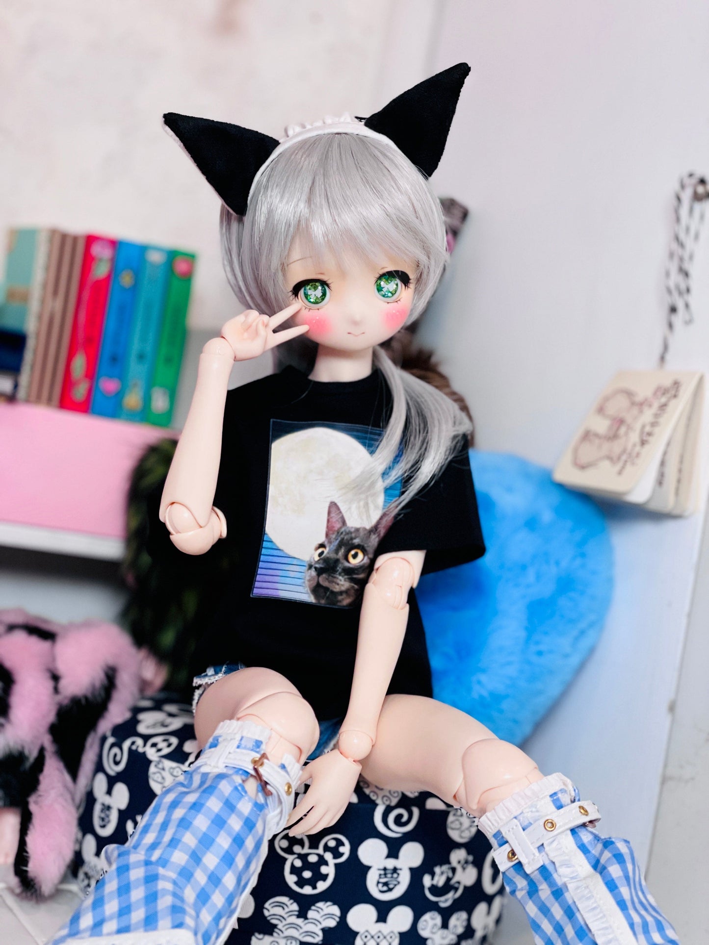 【Dear My Lady】半樹脂閃眼 薄荷茶 白蝴蝶結 / 16mm BJD 1/3 1/4 iMdaDoll AngelPhilia - 紀物書館+JiWu Bookstore