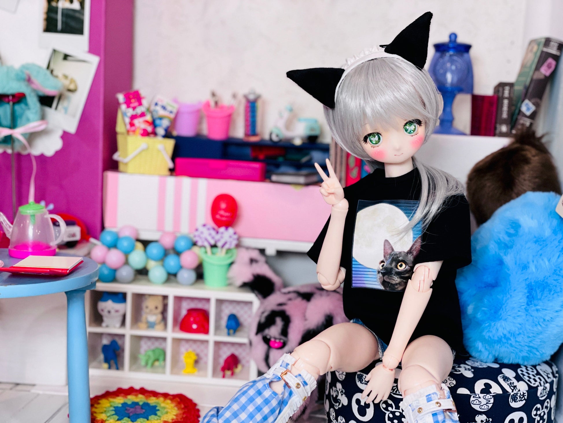 【Dear My Lady】半樹脂閃眼 薄荷茶 白蝴蝶結 / 16mm BJD 1/3 1/4 iMdaDoll AngelPhilia - 紀物書館+JiWu Bookstore