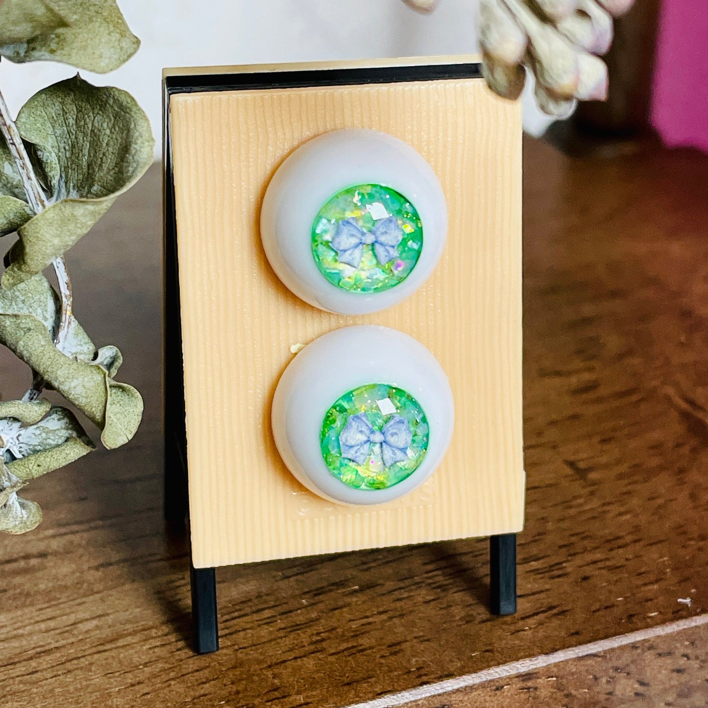 【Dear My Lady】半樹脂閃眼 哈密瓜 淺紫蝴蝶結 / 16mm BJD 1/3 1/4 iMdaDoll AngelPhilia - 紀物書館+JiWu Bookstore