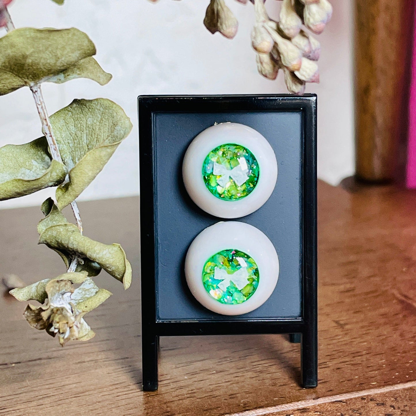 【Dear My Lady】半樹脂閃眼 薄荷茶 白蝴蝶結 / 16mm BJD 1/3 1/4 iMdaDoll AngelPhilia - 紀物書館+JiWu Bookstore