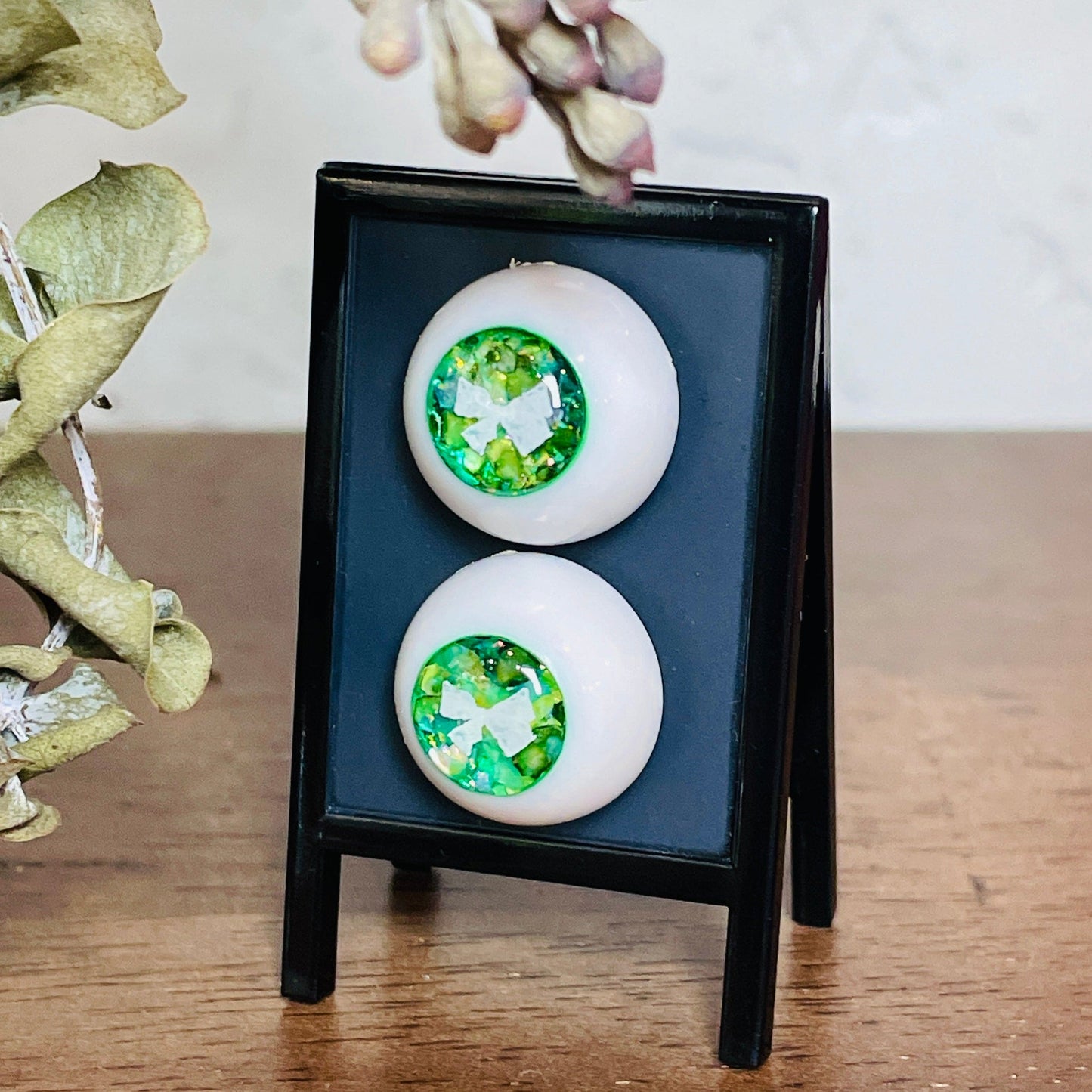 【Dear My Lady】半樹脂閃眼 薄荷茶 白蝴蝶結 / 16mm BJD 1/3 1/4 iMdaDoll AngelPhilia - 紀物書館+JiWu Bookstore