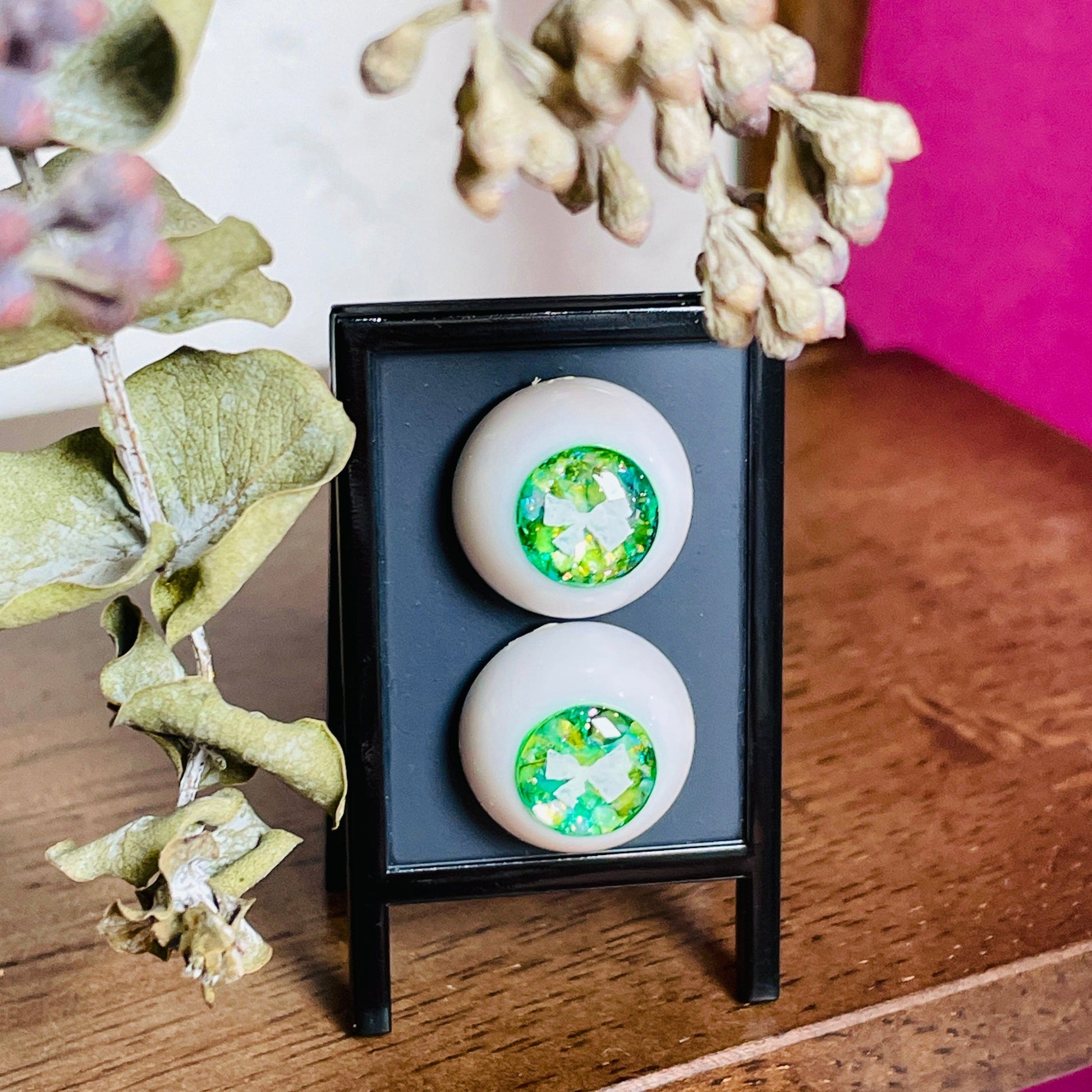 【Dear My Lady】半樹脂閃眼 薄荷茶 白蝴蝶結 / 16mm BJD 1/3 1/4 iMdaDoll AngelPhilia - 紀物書館+JiWu Bookstore