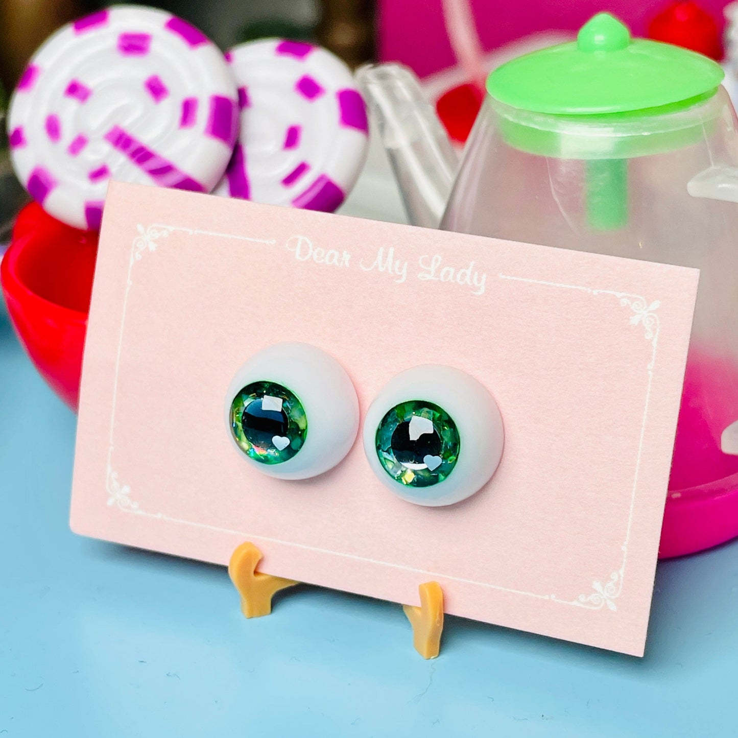 【Dear My Lady】半樹脂閃眼 抹茶 黑鑽瞳 小愛心 / 12mm BJD Cocoriang AngelPhilia 1/4 1/6 - 紀物書館+JiWu Bookstore