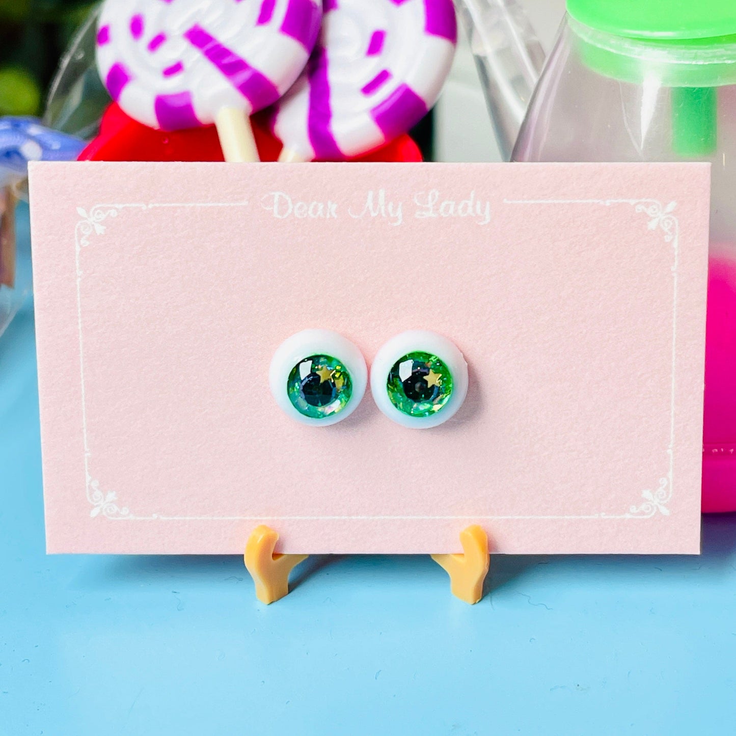 【Dear My Lady】半樹脂閃眼 抹茶 黑瞳 小星星 / 8mm BJD kumukuku Cocoriang OBITSU OB11 - 紀物書館+JiWu Bookstore