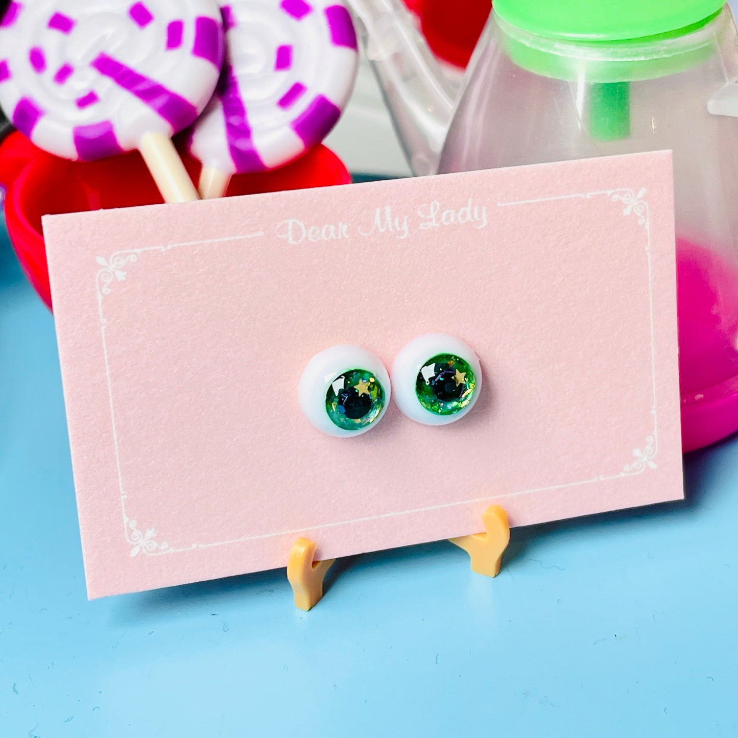 【Dear My Lady】半樹脂閃眼 抹茶 黑瞳 小星星 / 8mm BJD kumukuku Cocoriang OBITSU OB11 - 紀物書館+JiWu Bookstore