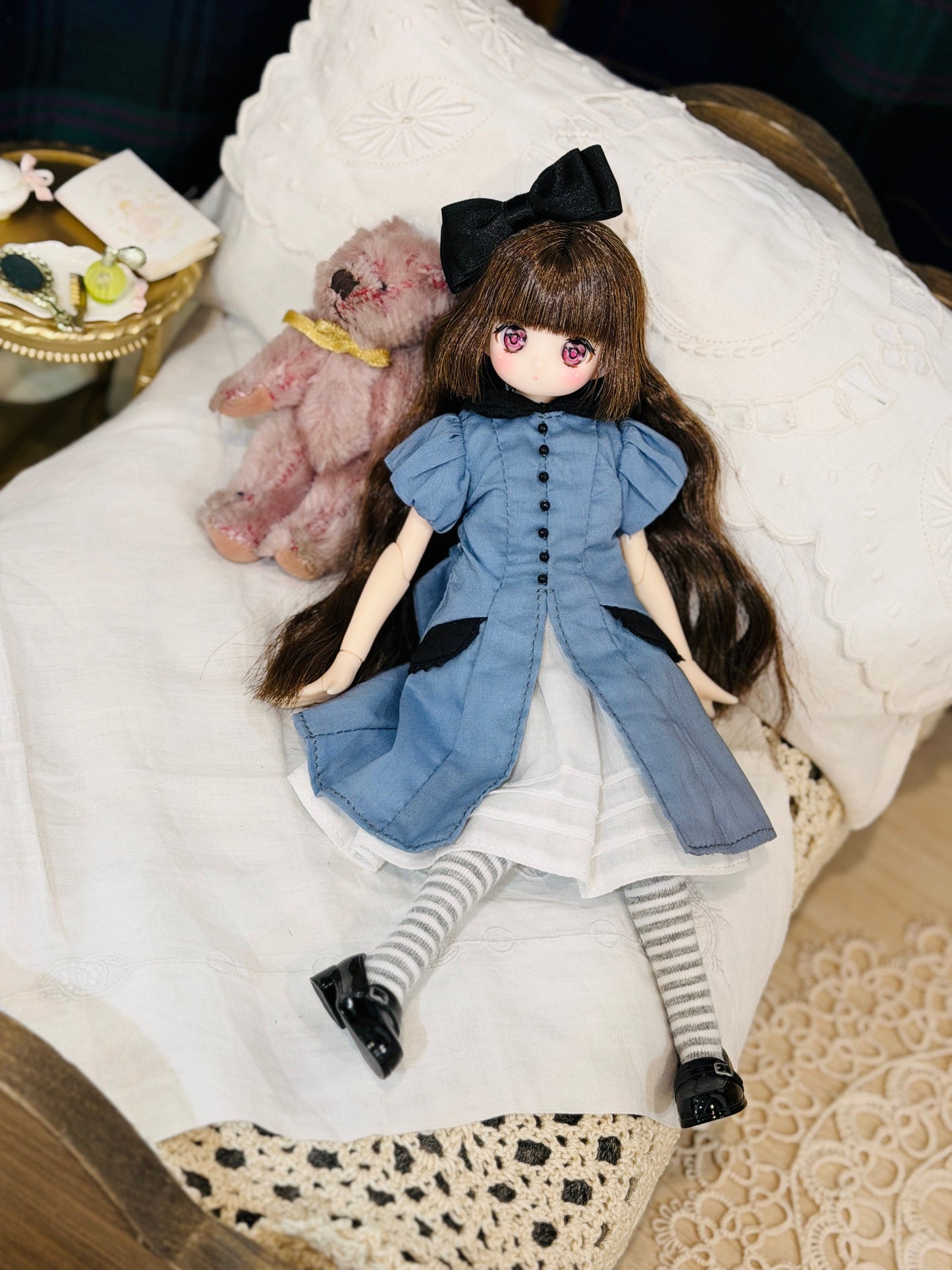 【Licca Castle】Galum Collection 27 泡泡袖藍洋裝套組 / 22cm Pureneemo OB22 ruruko