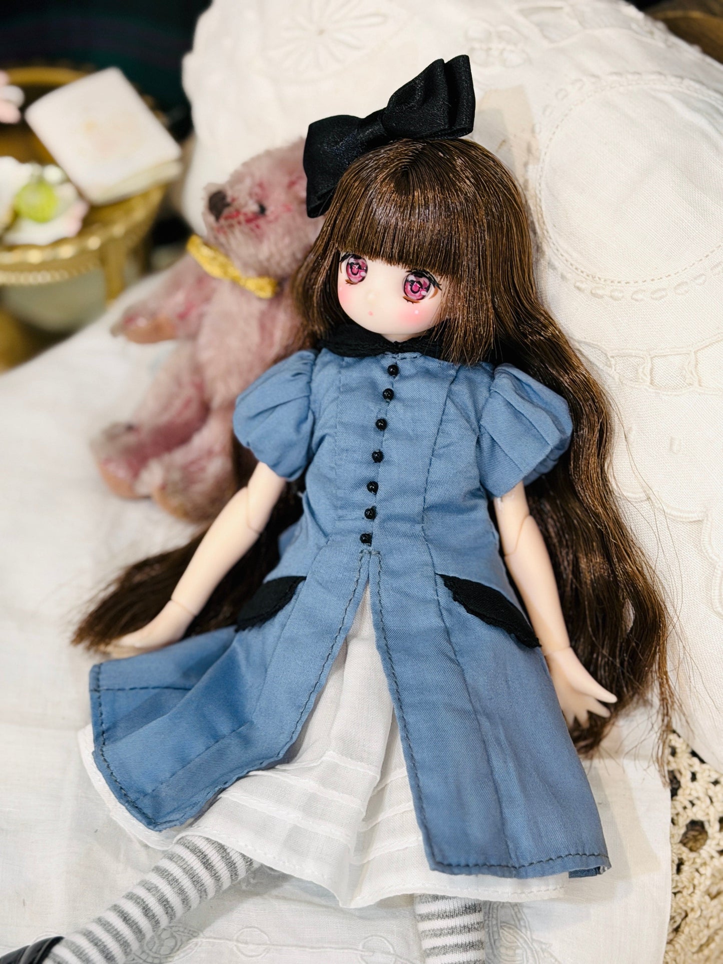 【Licca Castle】Galum Collection 27 泡泡袖藍洋裝套組 / 22cm Pureneemo OB22 ruruko