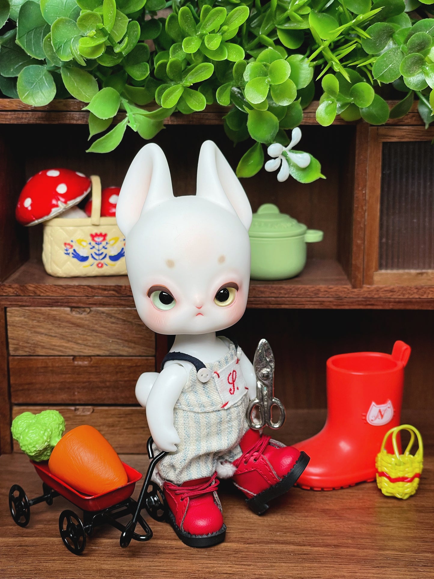 【H-nest】Omo White Rabbit メイク済み/BJD 8点ペット