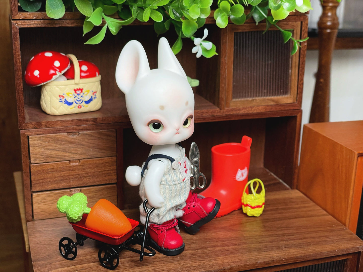 【H-nest】Omo White Rabbit メイク済み/BJD 8点ペット