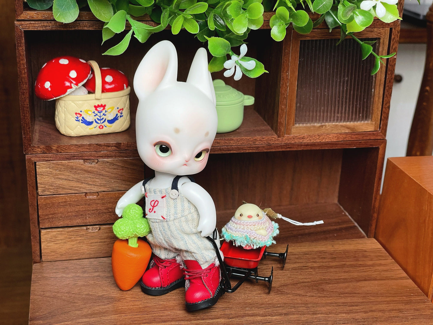 【H-nest】Omo White Rabbit メイク済み/BJD 8点ペット