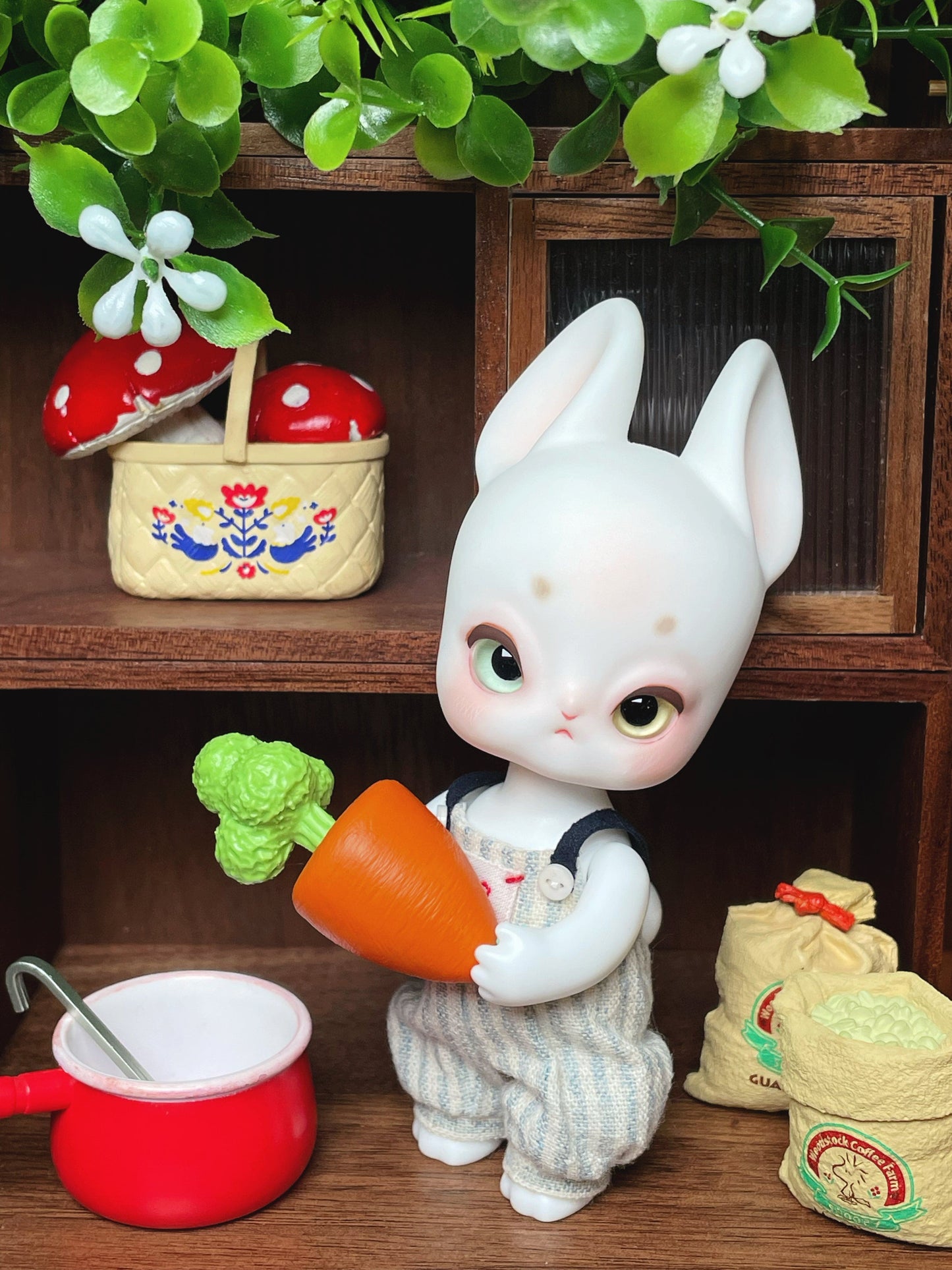 【H-nest】Omo White Rabbit メイク済み/BJD 8点ペット