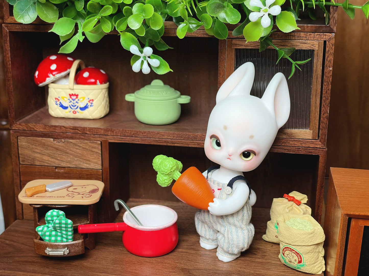 【H-nest】Omo White Rabbit メイク済み/BJD 8点ペット