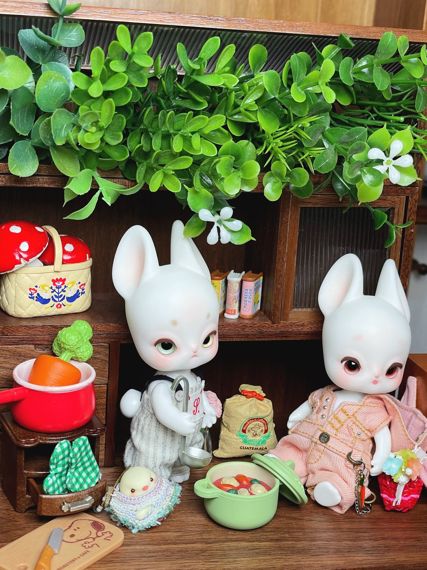 【H-nest】Omo White Rabbit メイク済み/BJD 8点ペット