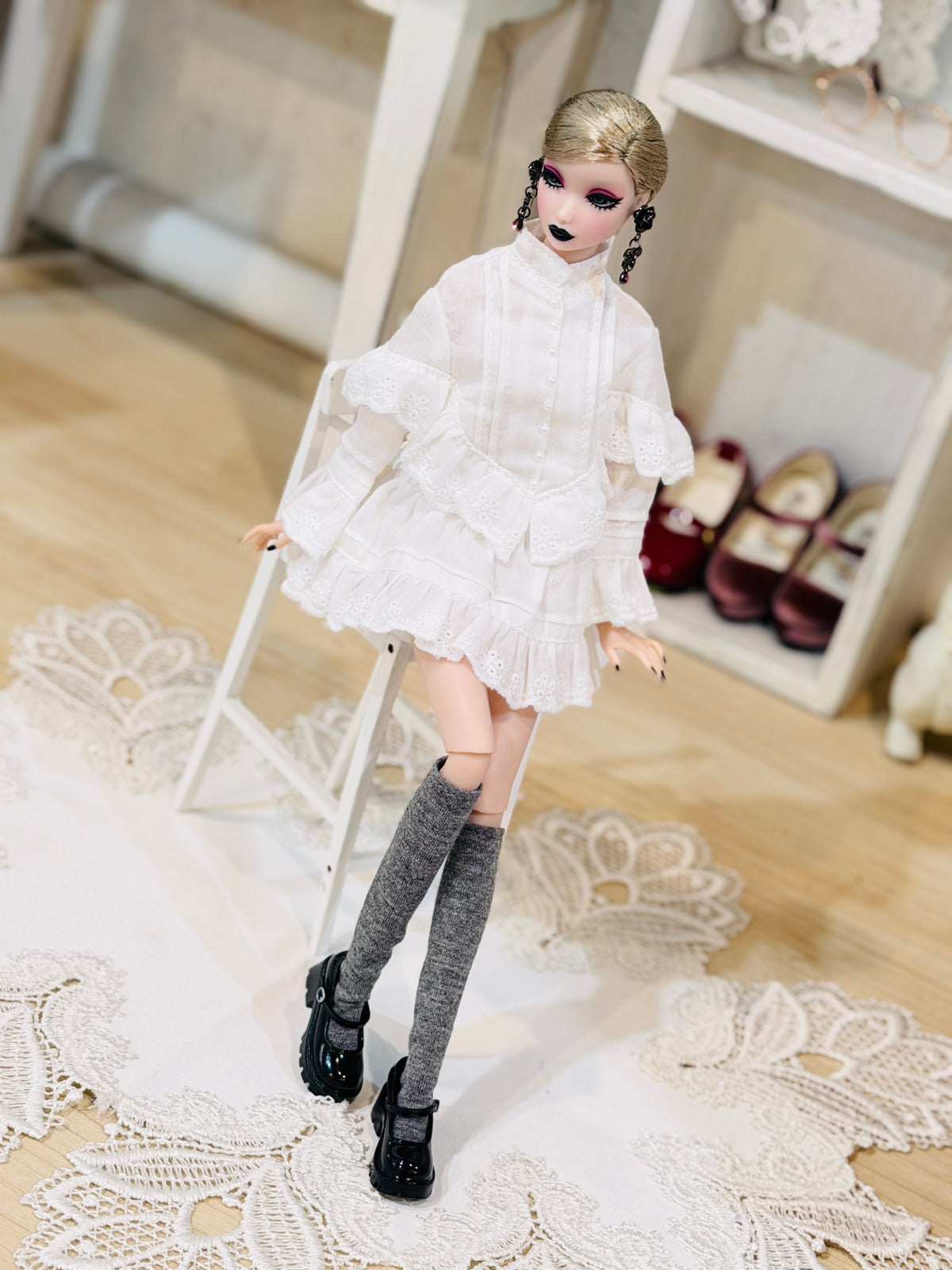 【Licca Castle】Galum Collection 27ND 荷葉邊裝飾領洋裝套組 / 27cm momoko MISAKI Jenny