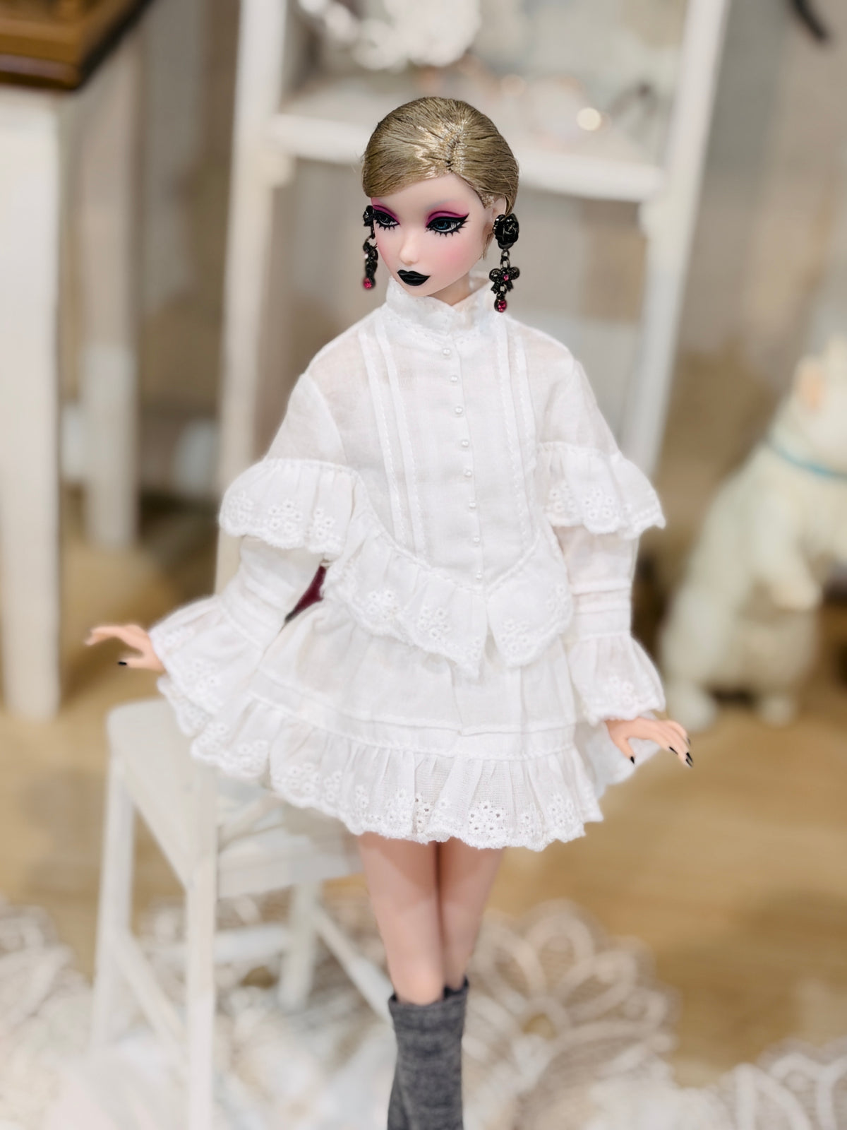 【Licca Castle】Galum Collection 27ND 荷葉邊裝飾領洋裝套組 / 27cm momoko MISAKI Jenny
