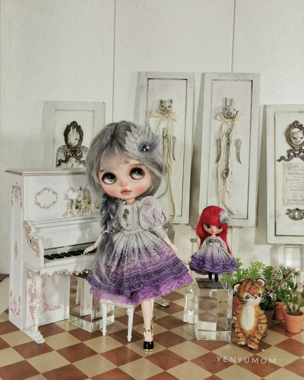 【Yenyumom】Purple Dye Embroidery Dress Set / Neo Blythe momoko doll OB24