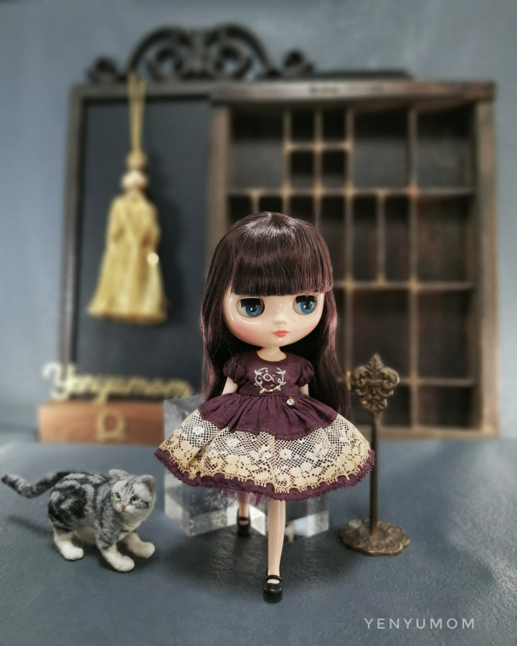【Yenyumom】Dark Purple Lace Dress Set / Wanda Friend Middie Blythe