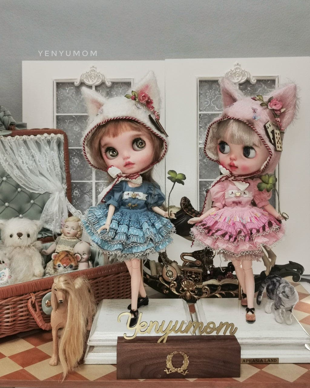 【Yenyumom】Clover Kitty Embroidery Dress Set / Neo Blythe momoko doll OB24 Licca