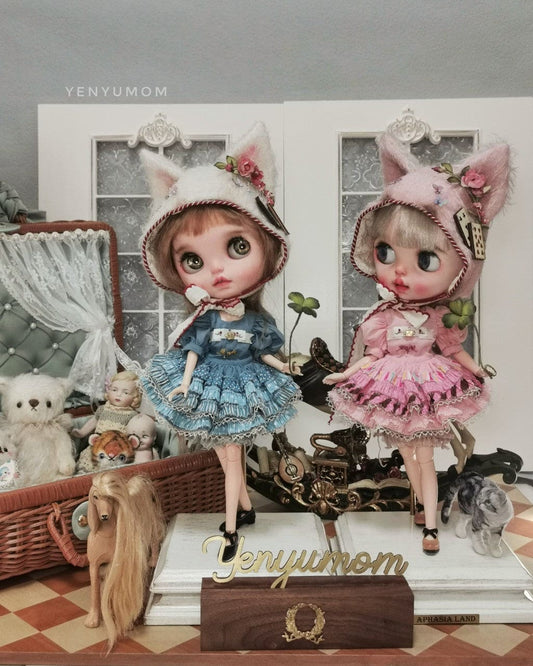 【Yenyumom】Clover Kitty Embroidery Dress Set / Neo Blythe momoko doll OB24 Licca 