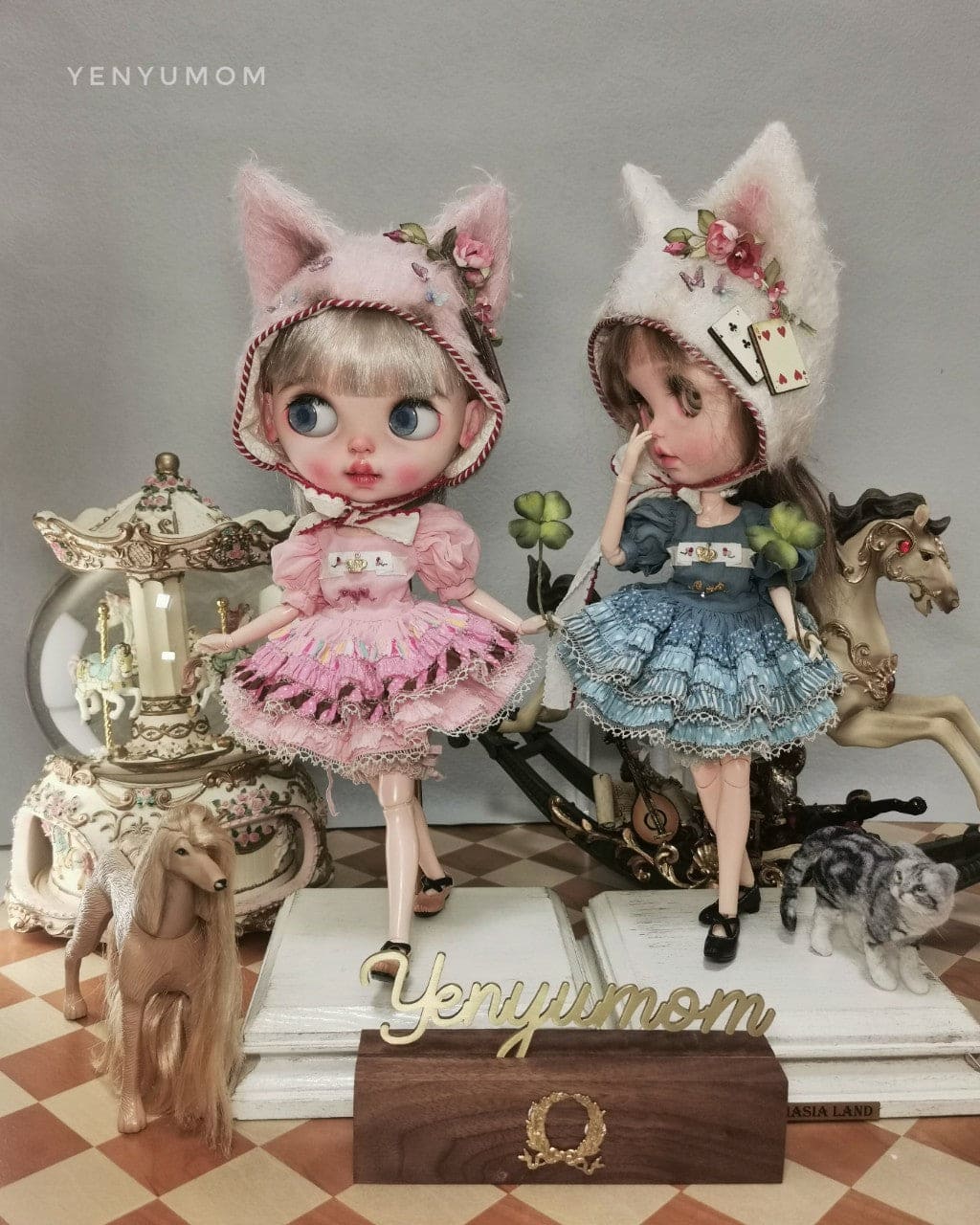 【Yenyumom】Clover Kitty Embroidery Dress Set / Neo Blythe momoko doll OB24 Licca