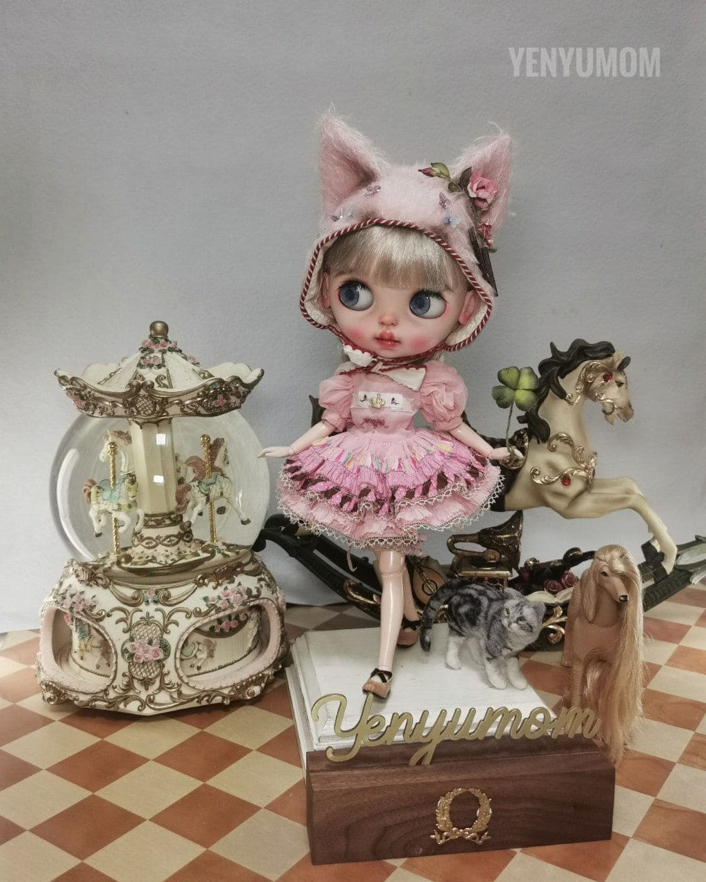 【Yenyumom】Clover Kitty Embroidery Dress Set / Neo Blythe momoko doll OB24 Licca