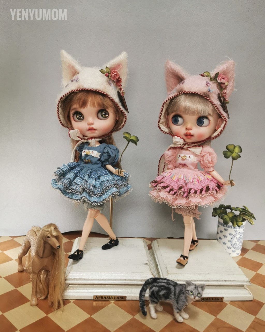 【Yenyumom】Clover Kitty Embroidery Dress Set / Neo Blythe momoko doll OB24 Licca