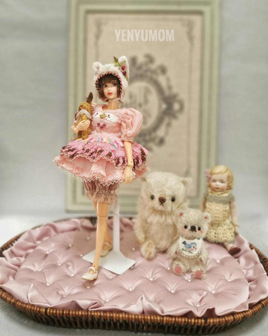 【Yenyumom】Clover Kitty Embroidery Dress Set / Neo Blythe momoko doll OB24 Licca