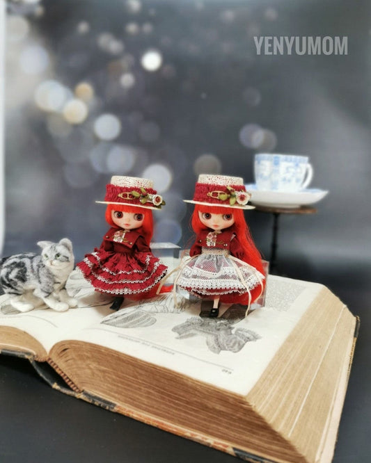 【Yenyumom】Straw Hat Embroidery Dress Set / Petite Blythe