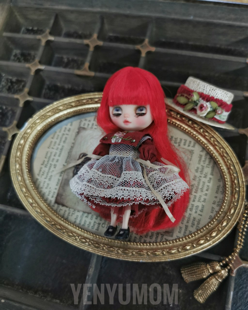 【Yenyumom】Straw Hat Embroidery Dress Set / Petite Blythe