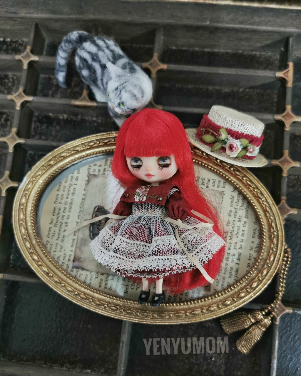 【Yenyumom】Straw Hat Embroidery Dress Set / Petite Blythe
