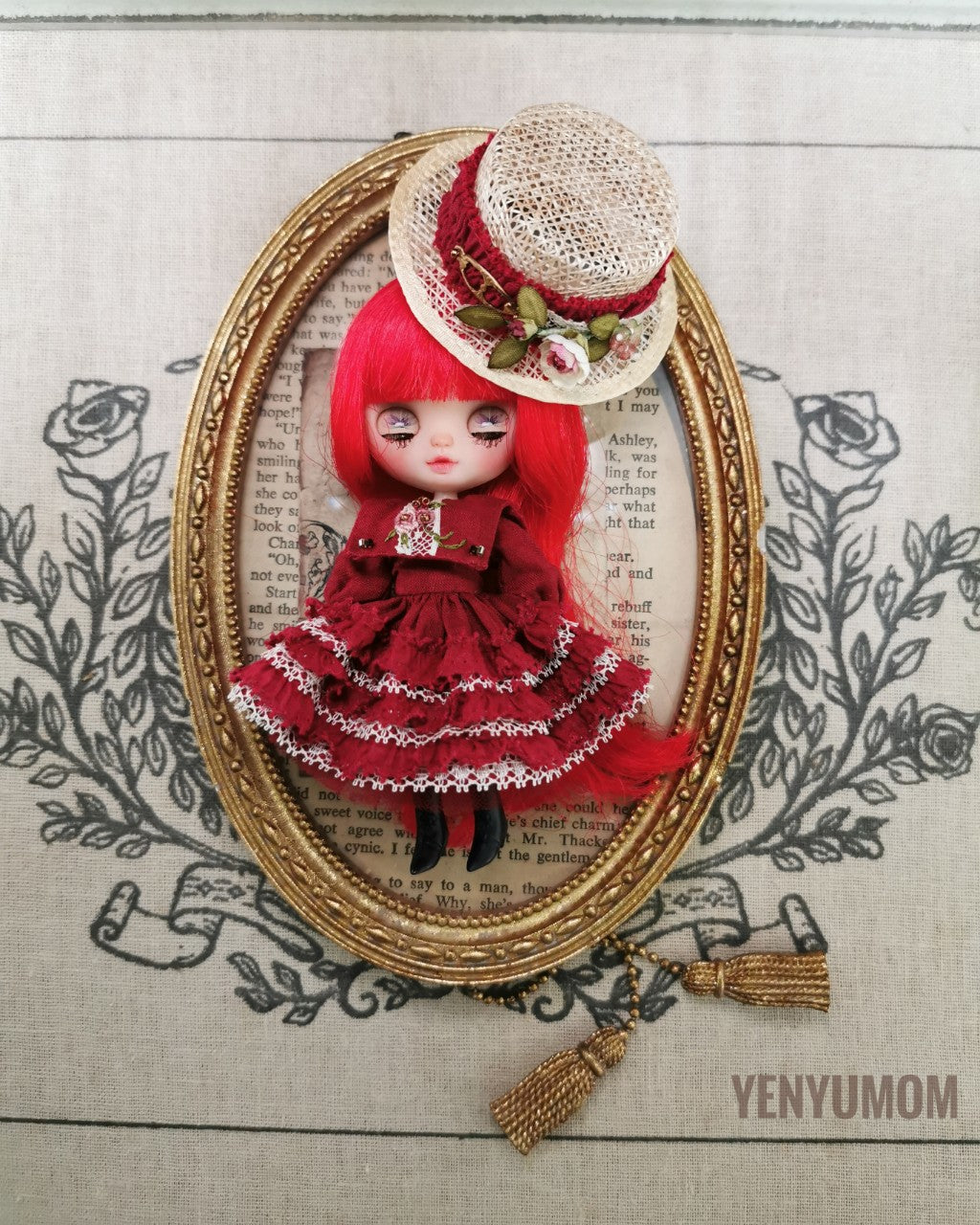 【Yenyumom】Straw Hat Embroidery Dress Set / Petite Blythe