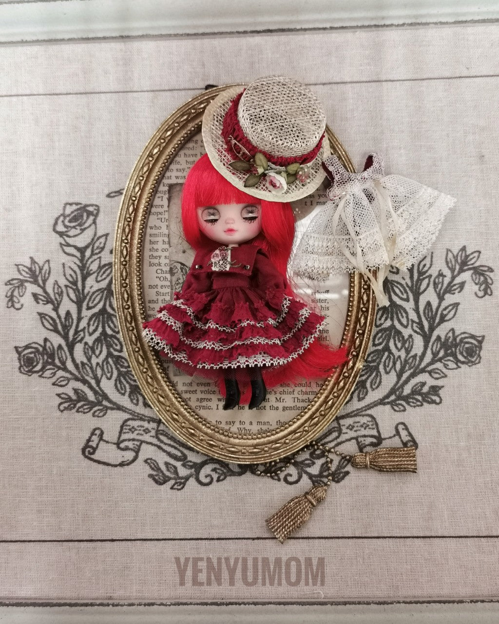 【Yenyumom】Straw Hat Embroidery Dress Set / Petite Blythe