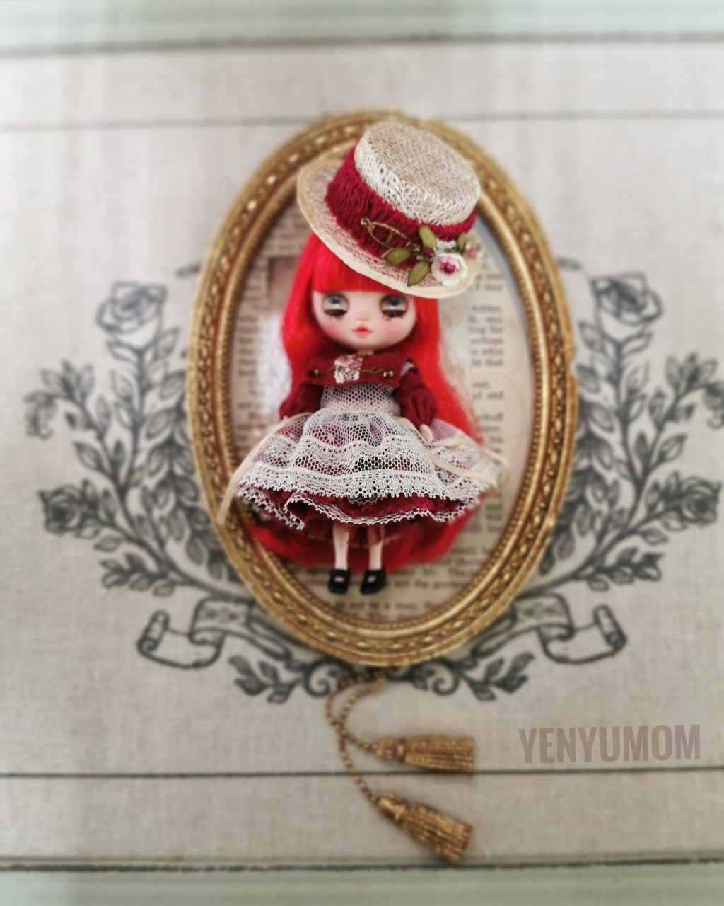 【Yenyumom】Straw Hat Embroidery Dress Set / Petite Blythe