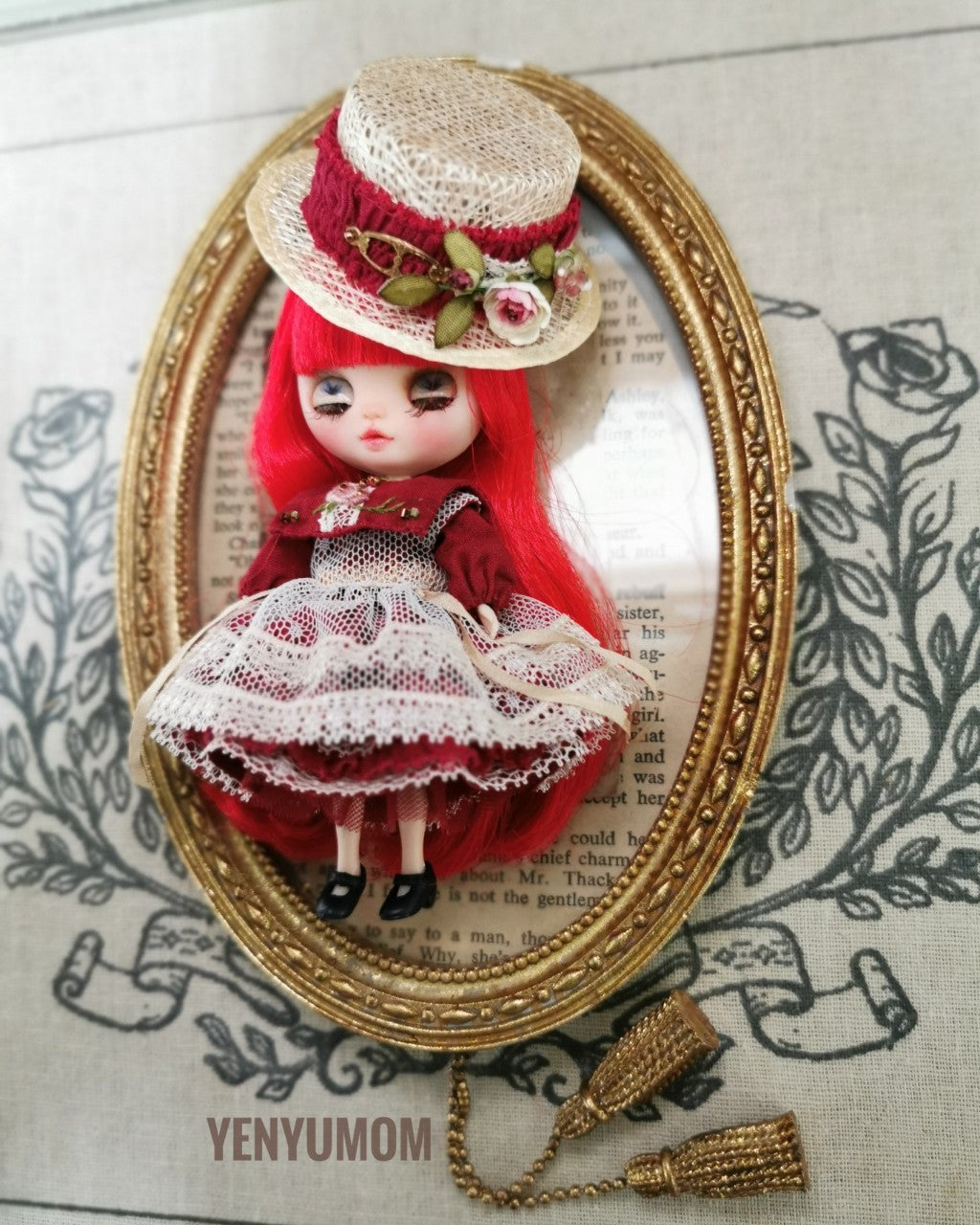 【Yenyumom】Straw Hat Embroidery Dress Set / Petite Blythe