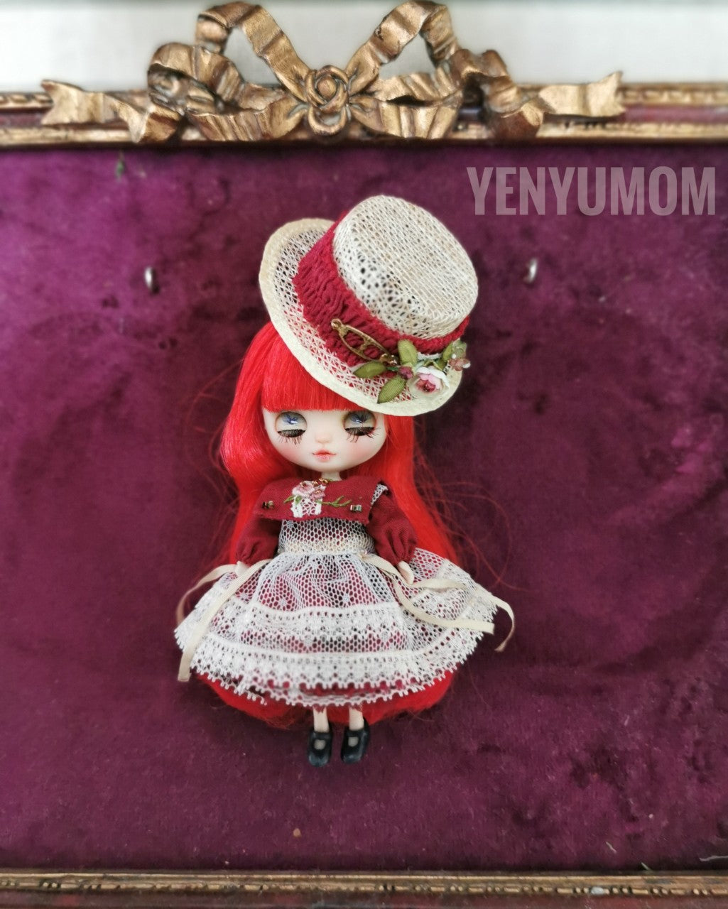 【Yenyumom】Straw Hat Embroidery Dress Set / Petite Blythe