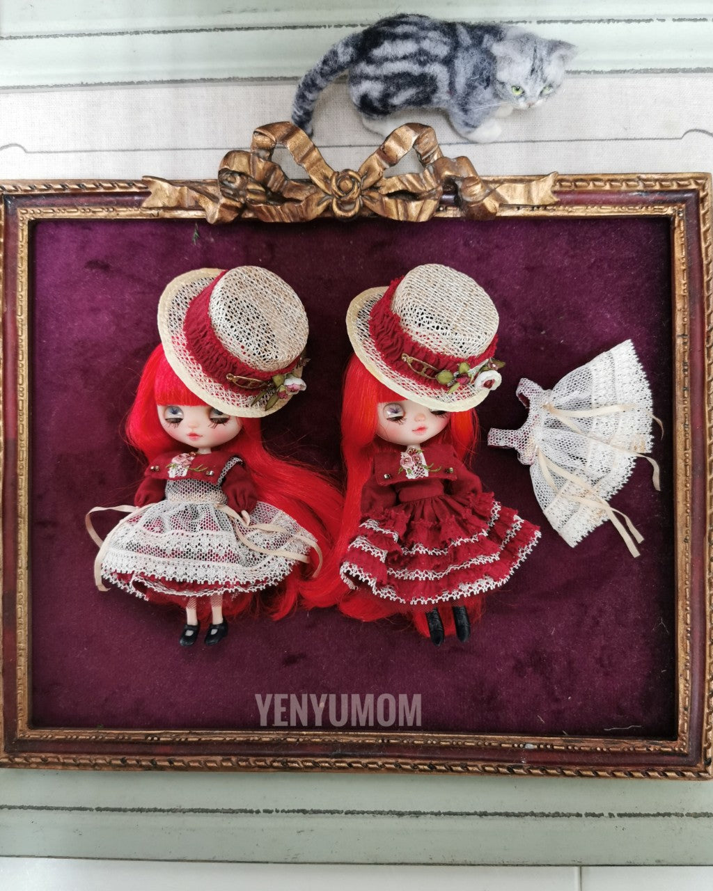 【Yenyumom】Straw Hat Embroidery Dress Set / Petite Blythe