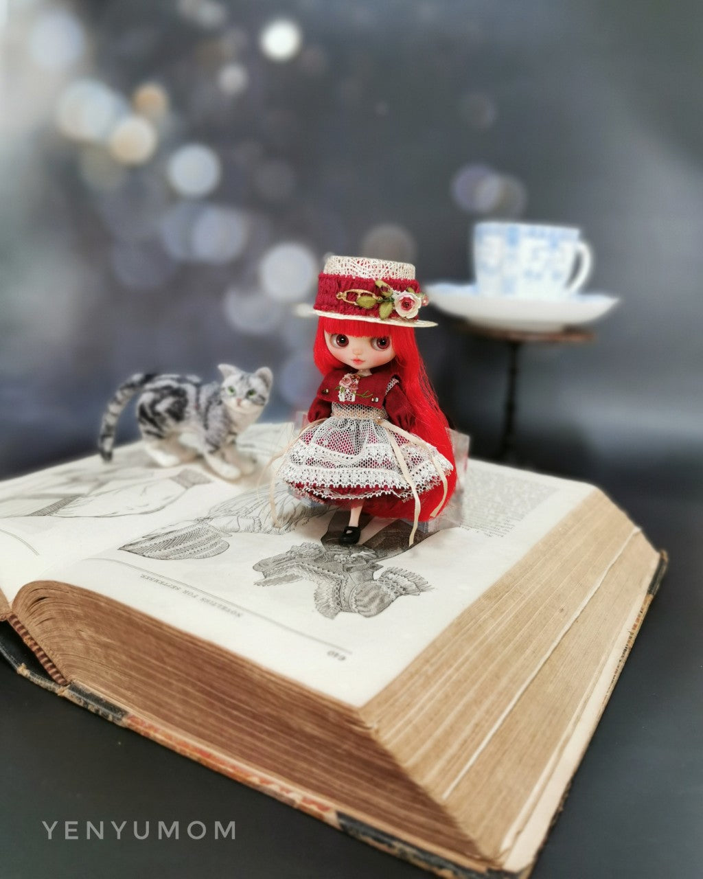 【Yenyumom】Straw Hat Embroidery Dress Set / Petite Blythe