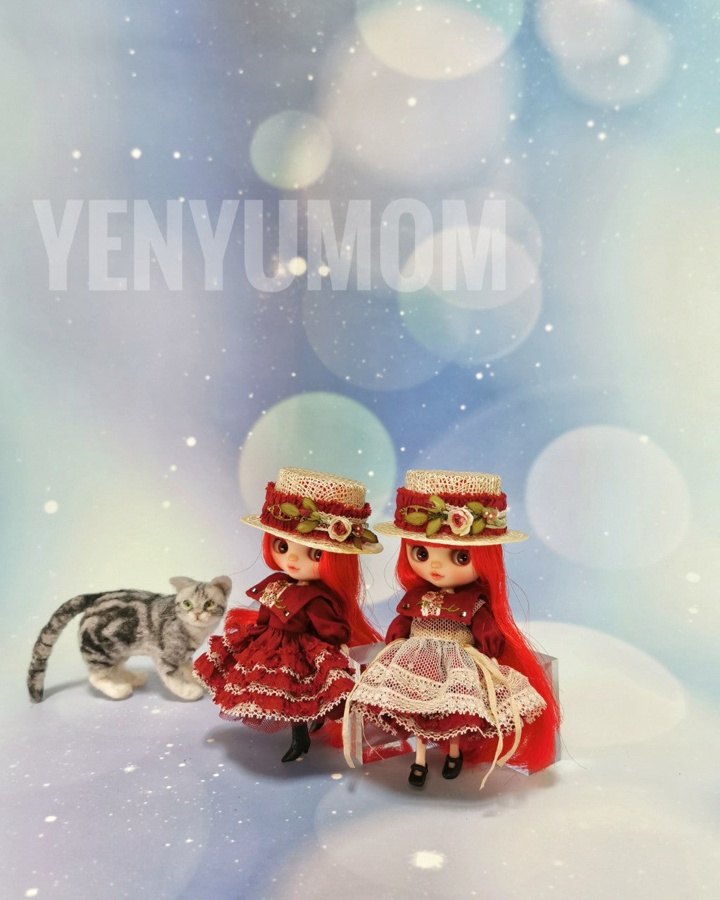【Yenyumom】Straw Hat Embroidery Dress Set / Petite Blythe