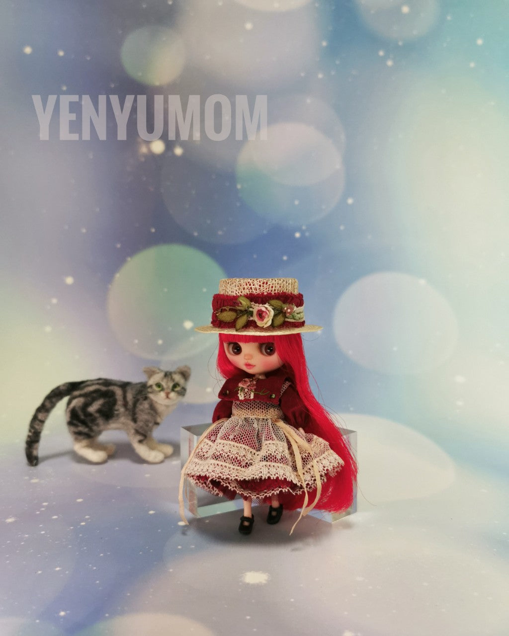 【Yenyumom】Straw Hat Embroidery Dress Set / Petite Blythe