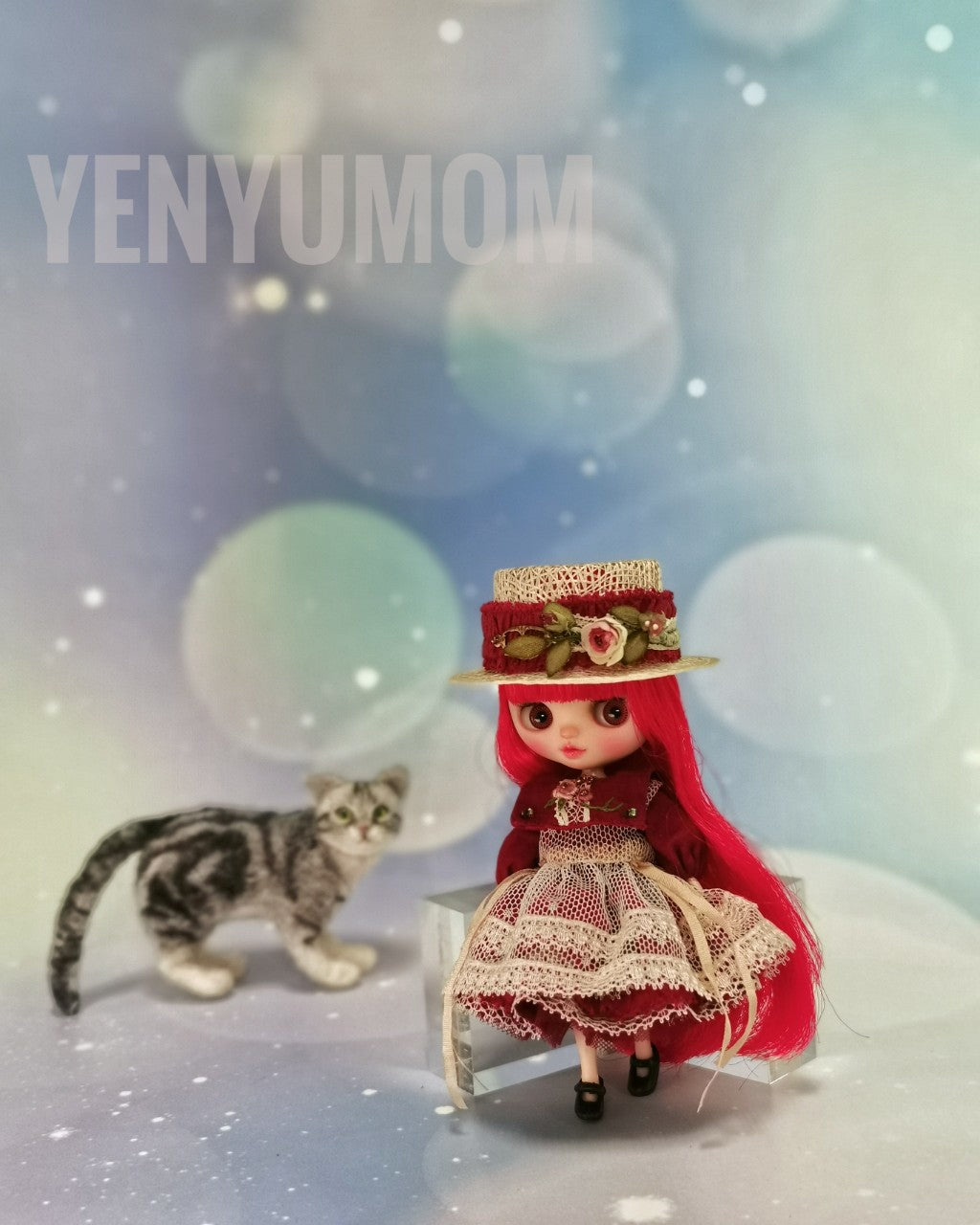【Yenyumom】Straw Hat Embroidery Dress Set / Petite Blythe