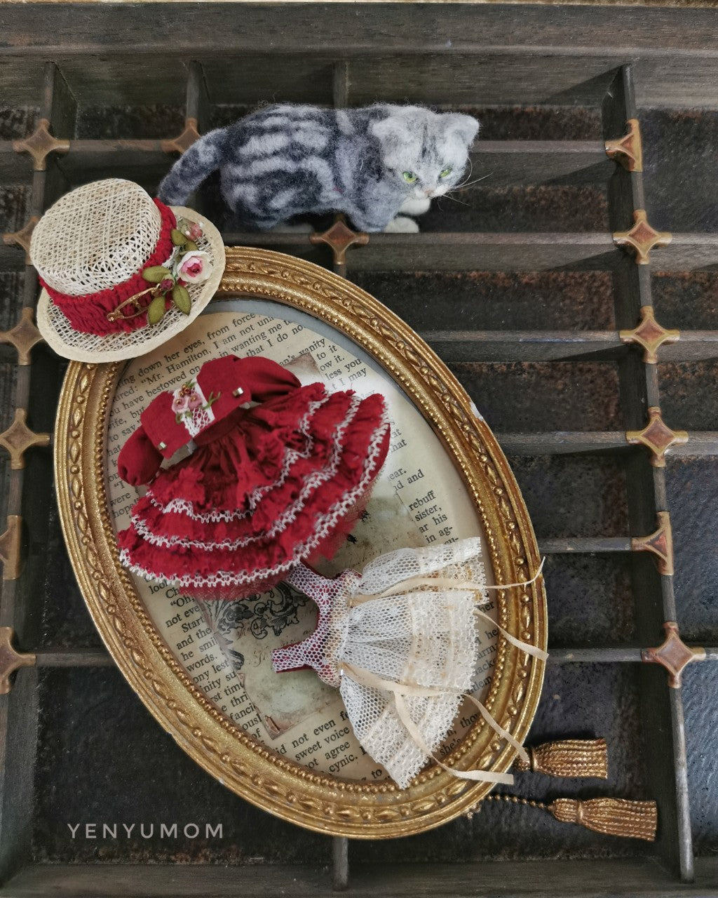 【Yenyumom】Straw Hat Embroidery Dress Set / Petite Blythe