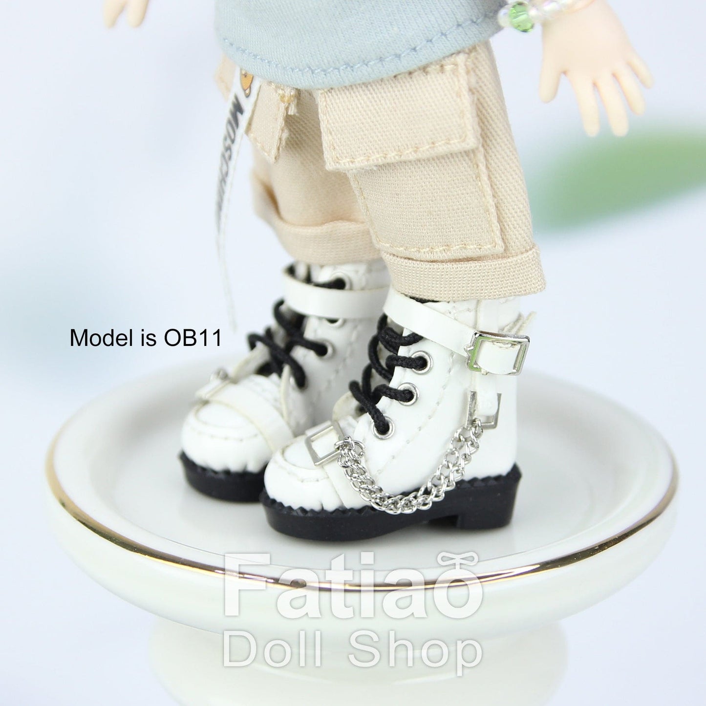 【Fatiao Doll Shop】亮面鍊條長靴 多色 / OB11 NeoBlythe 中布 花池