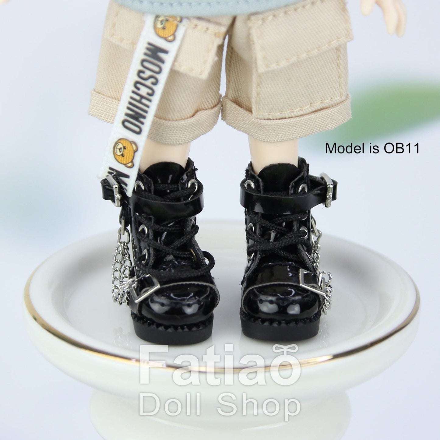 【Fatiao Doll Shop】亮面鍊條長靴 多色 / OB11 NeoBlythe 中布 花池