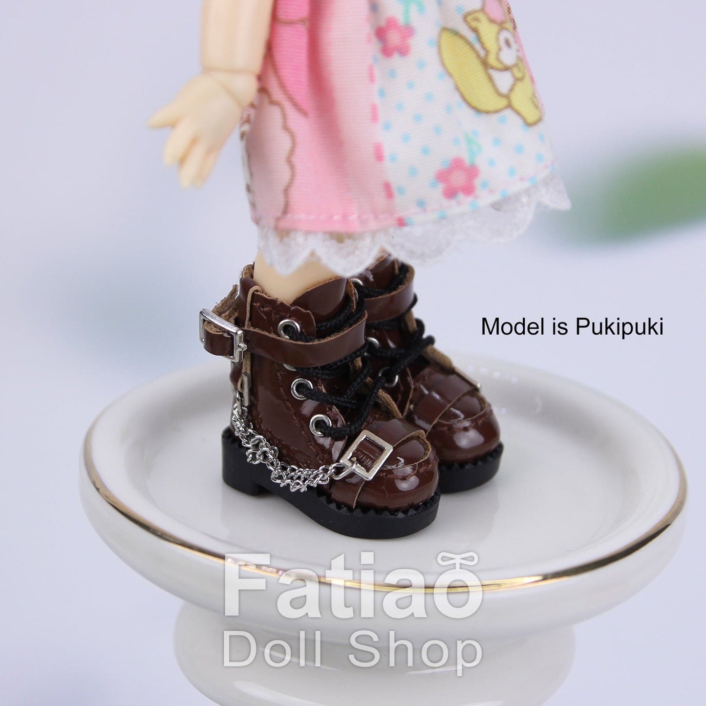 【Fatiao Doll Shop】亮面鍊條長靴 多色 / OB11 NeoBlythe 中布 花池