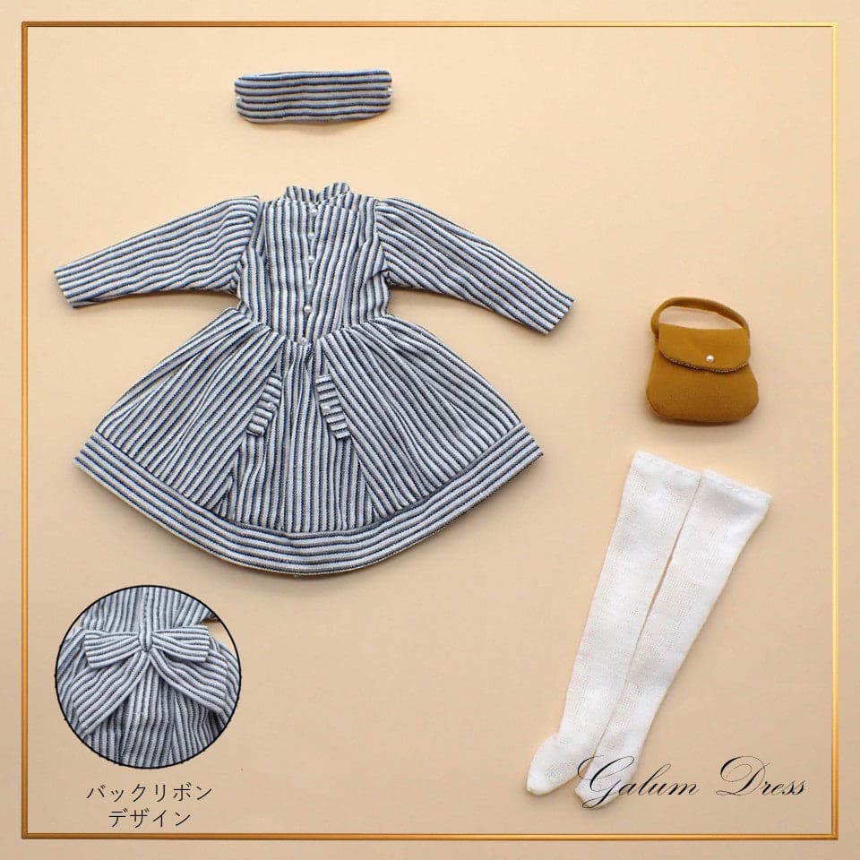【Licca Castle】Galum Collection 24 條紋澎澎袖洋裝組 / 22cm Pureneemo OB22 ruruko