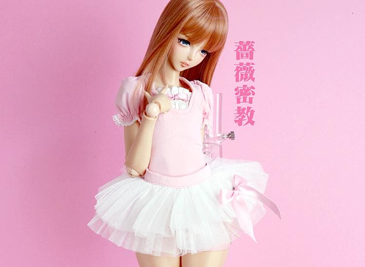 【Oshare Iikodo】Rose Esoteric Pink Princess Sleeve Top and Skirt Set/Angel Philia MDD BJD 4 points