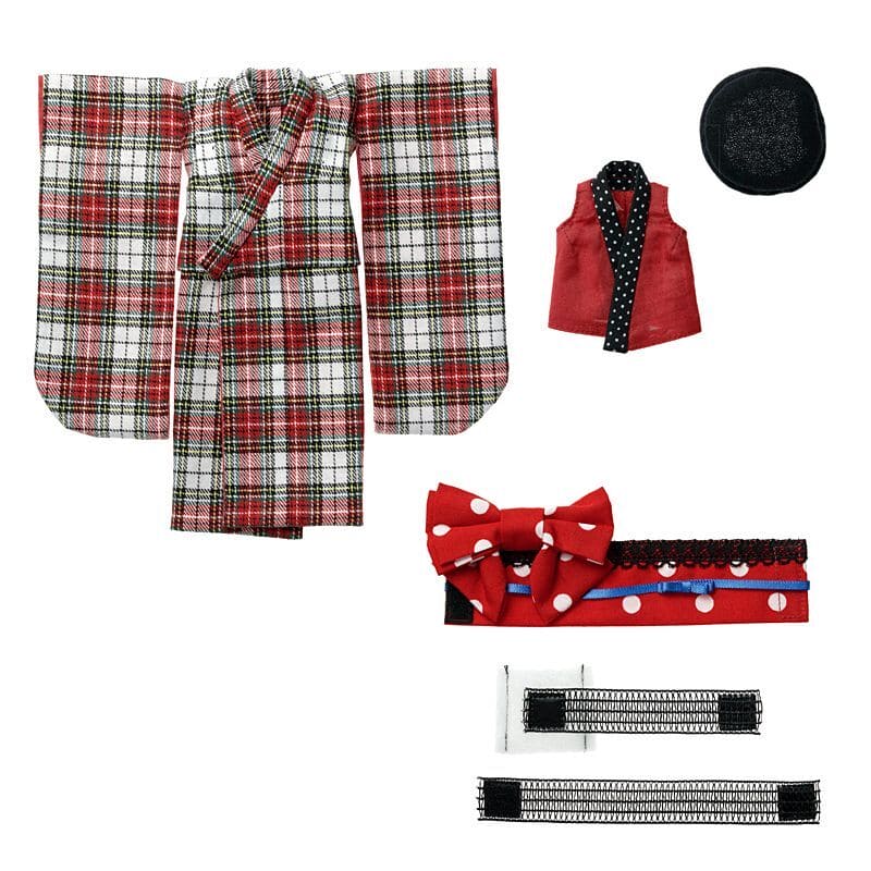 【PetWORKs】紅白格紋和服 / ruruko OB22 Pureneemo - 紀物書館+JiWu Bookstore