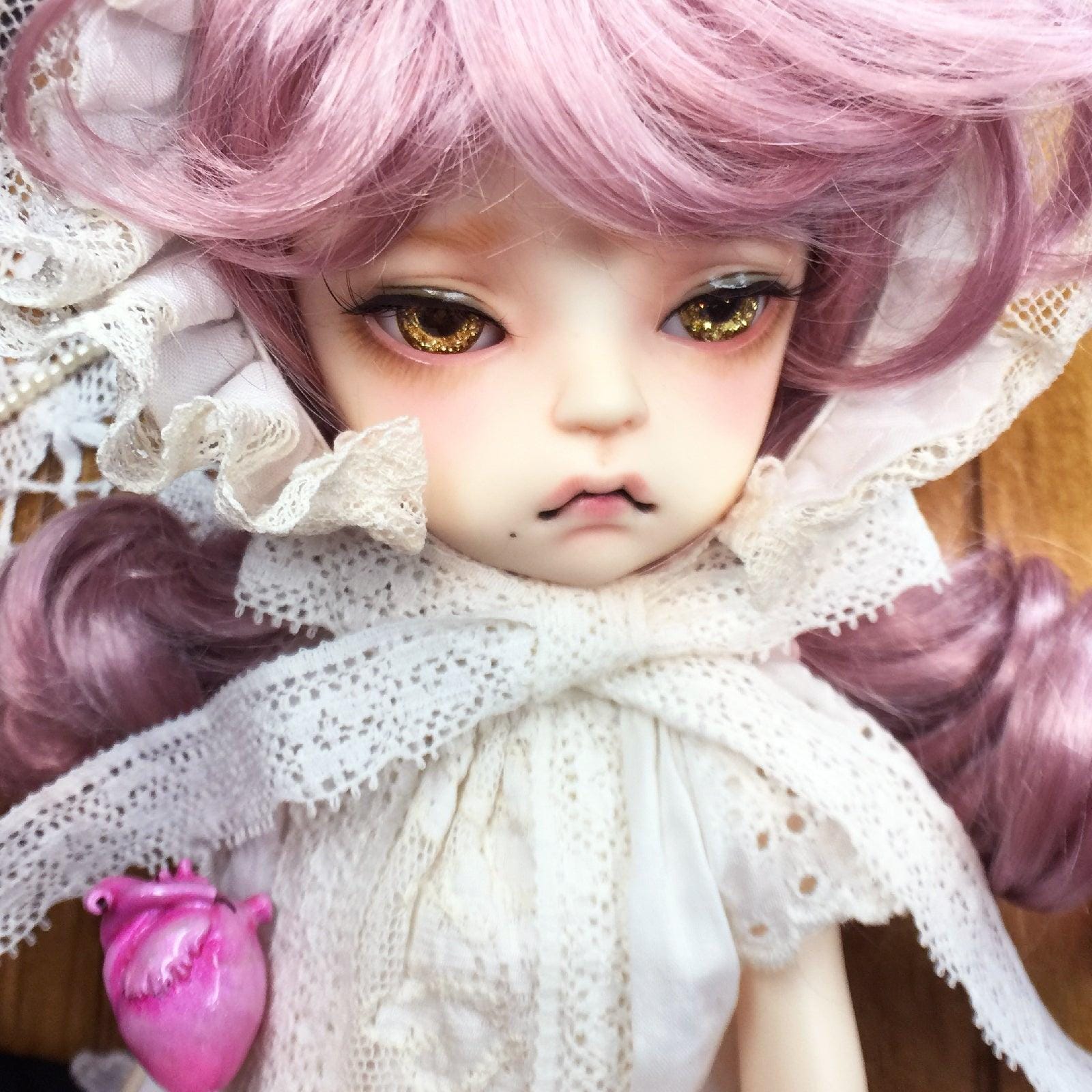 【Dear Lady】半樹脂閃眼 金色香檳（黑鑽瞳）/ mm BJD