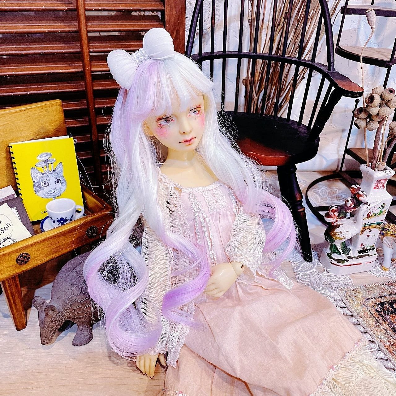 【Fatiao Doll Shop】FWS- 娃用假髮 淡粉彩 BJD DD